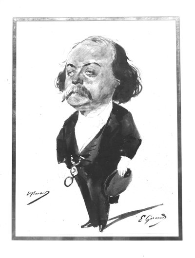 Caricature of Gustave Flaubert by Pierre François Eugène Giraud
